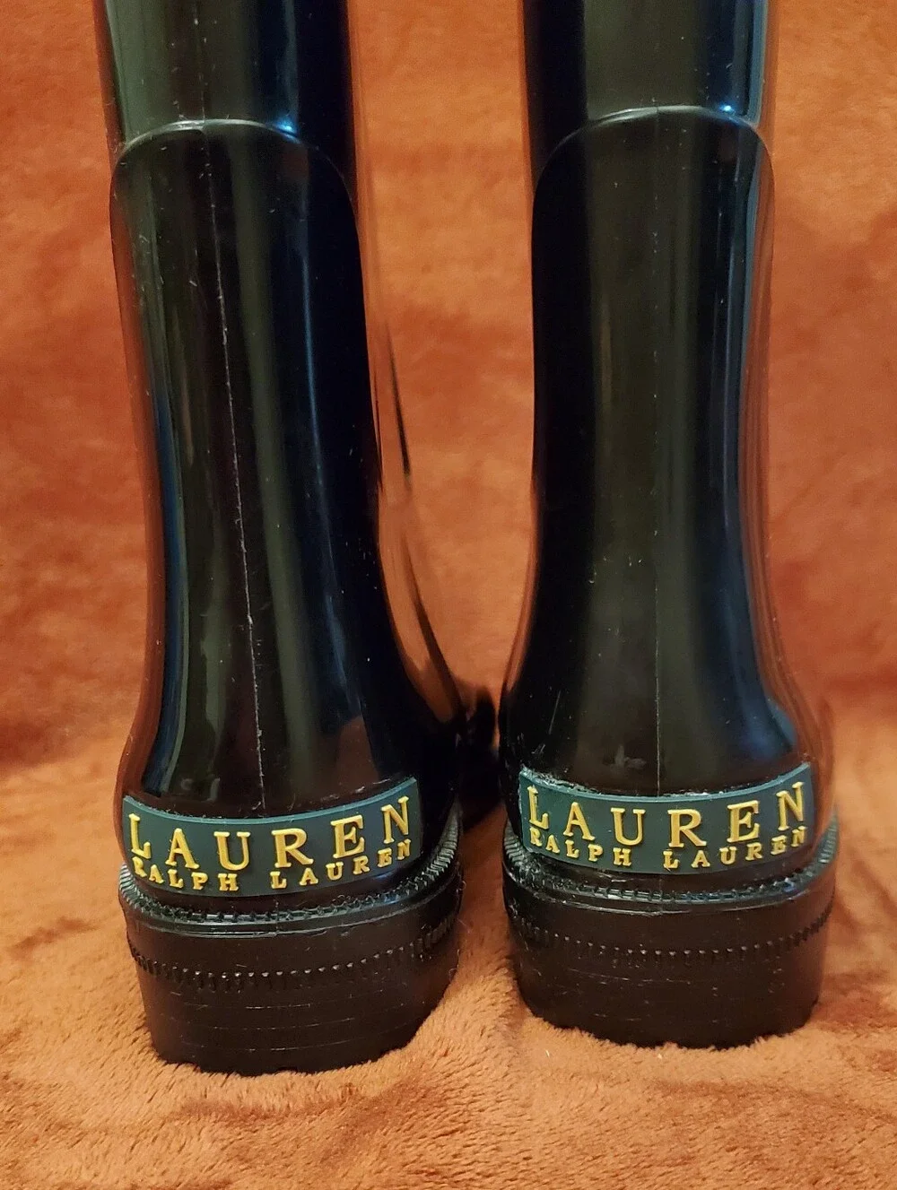RALPH LAUREN RAIN/RUBBER TALL BLACK BOOTS